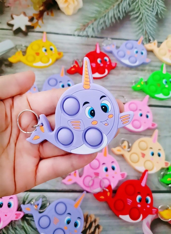 PSDFH 24 Packs Bulk Mini Narwhals Fidgets Toys for Kids Children Classroom Students Gift Prize from Teacher,Ocean Whale Animal Birthday Party Favors - Image 2